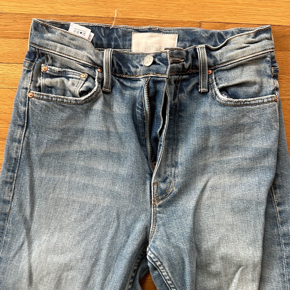 MOTHER Light Blue Straight Leg Jeans - Picture 2 of 9